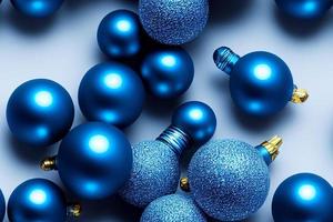 naadloos patroon. blauw glas Kerstmis ornamenten. 3d illustratie. foto