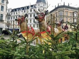 kunstmatig rendier en de kerstman in Kopenhagen foto