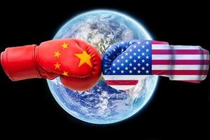 3d vlag van Verenigde Staten van Amerika en China foto