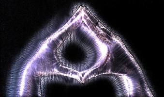 3D-illustratie van een gloeiende menselijke vrouwelijke hand met een Kirlian-aura met verschillende symbolen foto