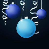 Kerstmis blauw en cyaan ballen en zilver serpentijn. vector illustratie. een deel 1. foto