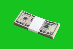 bundel van ons dollar rekeningen geïsoleerd Aan chroma sleutelaar groente. pak van Amerikaans geld met hoog resolutie Aan perfect groen masker foto