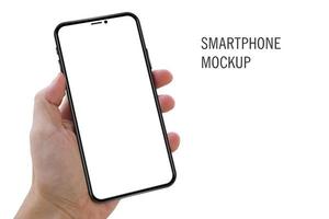 Aan hand- smartphone of telefoon mockup foto