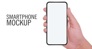 Aan hand- smartphone mockup foto