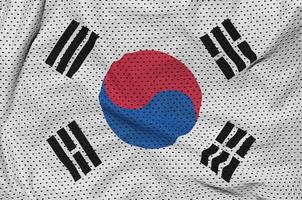 zuiden Korea vlag gedrukt Aan een polyester nylon- sportkleding maas fa foto