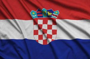Kroatië vlag is afgebeeld Aan een sport- kleding kleding stof met veel vouwen. sport team banier foto