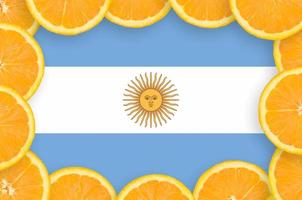 Argentinië vlag in vers citrus fruit plakjes kader foto