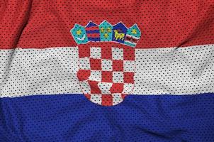 Kroatië vlag gedrukt Aan een polyester nylon- sportkleding maas kleding stof foto