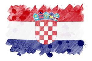 Kroatië vlag is afgebeeld in vloeistof waterverf stijl geïsoleerd Aan wit achtergrond foto