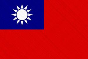 Taiwan vlag of Taiwanees banier Aan kleding stof structuur foto