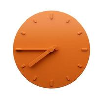 minimaal oranje klok 7 45 O klok kwartaal naar acht abstract minimalistische muur klok 3d illustratie foto