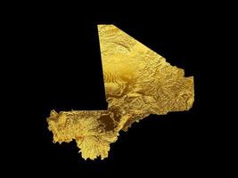Mali kaart gouden metaal kleur hoogte kaart achtergrond 3d illustratie foto