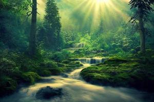 adembenemend visie van een waterval in de Woud foto