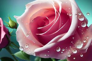detailopname van een roze roos met vers kijken foto