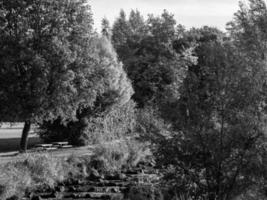 herfst tijd Bij een rivier- in Duitsland foto