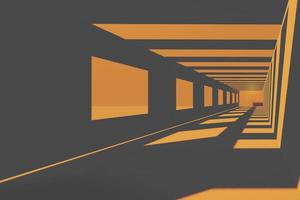 donker oranje tunnel met ramen en moeilijk schaduwen van 3d geven foto