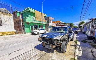 playa del carmen quintana roo Mexico 2022 gebroken vodje band rustiek auto's auto playa del carmen Mexico. foto