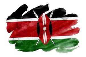 Kenia vlag is afgebeeld in vloeistof waterverf stijl geïsoleerd Aan wit achtergrond foto