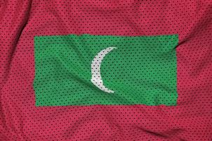 Maldiven vlag gedrukt Aan een polyester nylon- sportkleding maas fabri foto