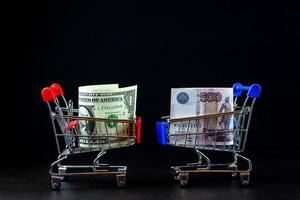 boodschappen doen kar met geld foto