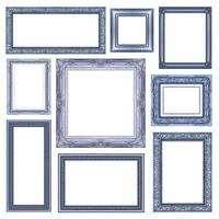 set van blauw frame met lege ruimte, uitknippad, foto