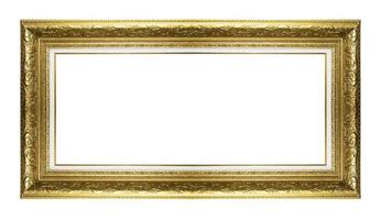 gouden afbeeldingsframe geïsoleerd op een witte achtergrond foto