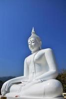 beeld wit Boeddhabeeld in de tempel van kanchanaburi, thailand foto