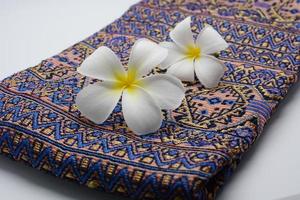 frangipani bloemen Aan kleding foto