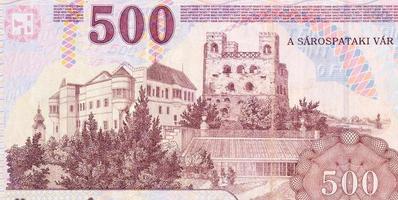 een sarospatki var gebouw Aan Hongarije 500 forint 1993 bankbiljet fragment foto