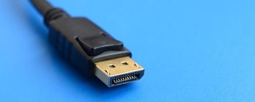 20-pins mannetje displayport goud geplateerd connector voor een vlekkeloos verbinding Aan een blauw achtergrond foto