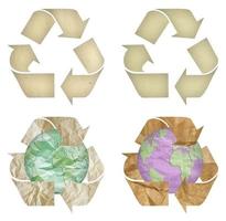 reeks van papier recycling symbool geïsoleerd foto