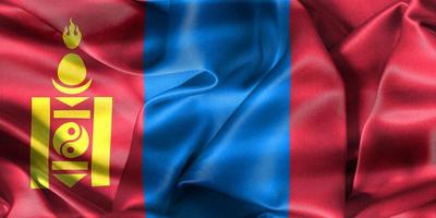 3D-illustratie van een vlag van Mongolië - realistische wapperende stoffen vlag foto