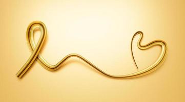 goud lint net zo symbool van kinderjaren kanker bewustzijn hart gemaakt met gouden lint 3d illustratie foto