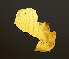 Paraguay kaart gouden metaal kleur hoogte kaart achtergrond 3d illustratie foto