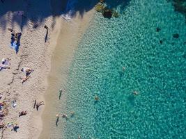 wereld beroemd Alanya Cleopatra strand. antenne foto van de strand. verbazingwekkend zomer vakantie