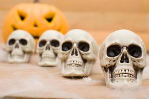 halloween pompoen en schedels foto