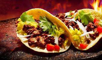 Mexicaans voedsel heerlijk taco's. foto