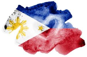 Filippijnen vlag is afgebeeld in vloeistof waterverf stijl geïsoleerd Aan wit achtergrond foto