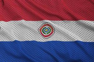Paraguay vlag gedrukt Aan een polyester nylon- sportkleding maas fabri foto