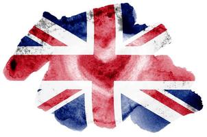 Super goed Brittannië vlag is afgebeeld in vloeistof waterverf stijl geïsoleerd Aan wit achtergrond foto