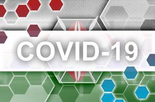 Kenia vlag en futuristische digitaal abstract samenstelling met covid-19 inscriptie. coronavirus het uitbreken concept foto