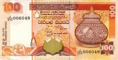 fragment van 100 sri lanka roepies bankbiljet is nationaal valuta van sri lanka foto