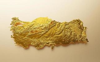 kalkoen kaart gouden metaal kleur hoogte kaart achtergrond 3d illustratie foto