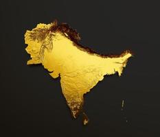 subcontinent kaart gouden metaal kleur hoogte kaart achtergrond 3d illustratie foto