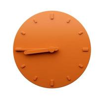 minimaal oranje klok 8 45 O klok kwartaal naar negen abstract minimalistische muur klok 3d illustratie foto