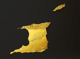 Trinidad en Tobago kaart gouden metaal kleur hoogte kaart achtergrond 3d illustratie foto