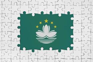 macau vlag in kader van wit puzzel stukken met missend centraal een deel foto