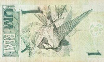 beija flor kolibrie of colibri afgebeeld Aan oud een echt Notitie braziliaans geld foto