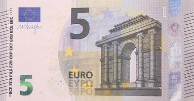 vijf euro bank Notitie financiën valuta dichtbij omhoog detail geld fragment foto