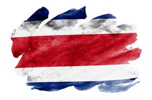costa rica vlag is afgebeeld in vloeistof waterverf stijl geïsoleerd Aan wit achtergrond foto
